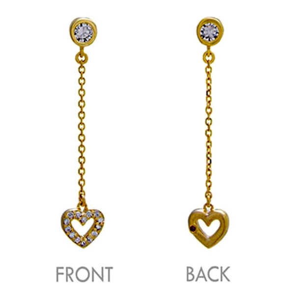14K Gold Vermeil Cubic Zirconia ”Love on a Chain” Earring-Boutique - Picture 4 of 6